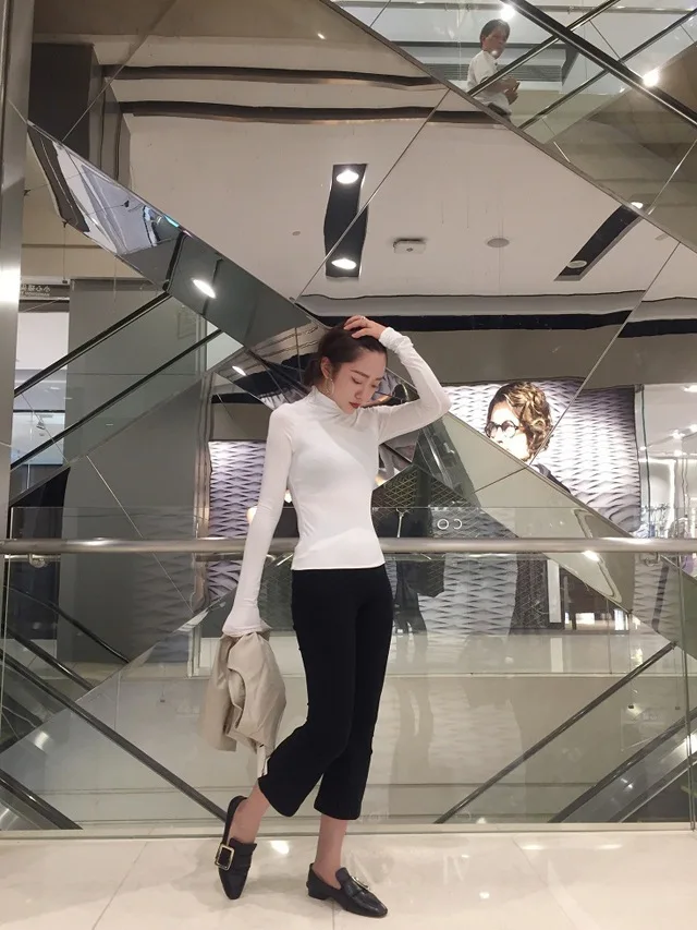 Водолазка футболка сексуальная женская Camisas Mujer 2019 топы с длинным рукавом
