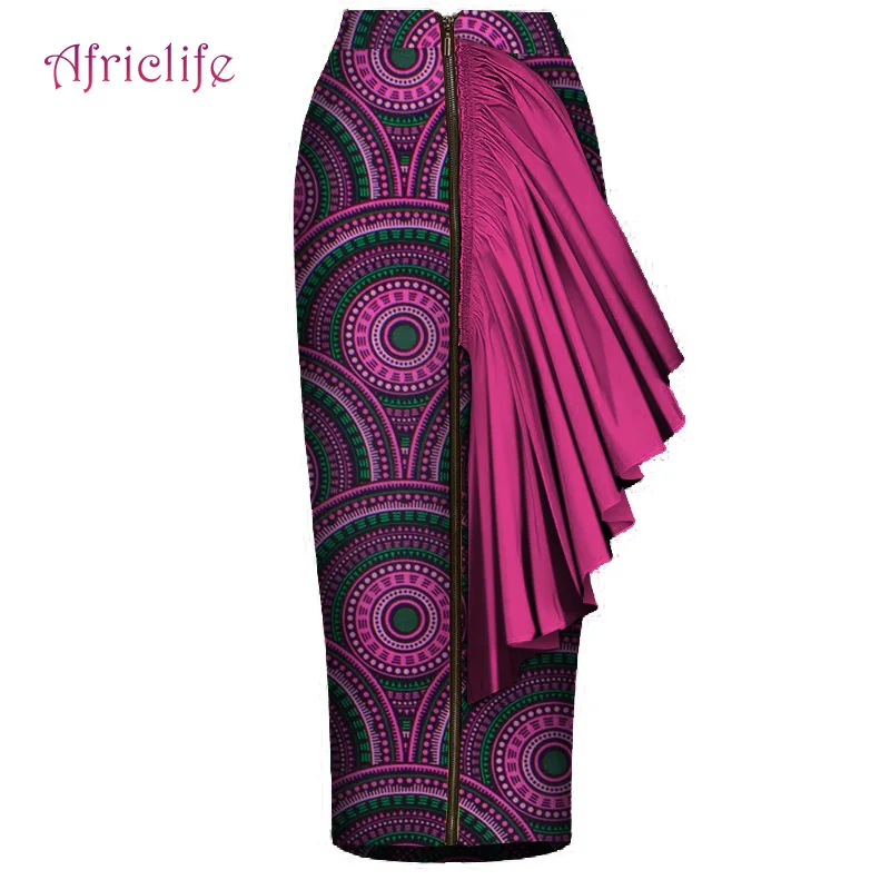 

Mid-Calf Length Skirt Sexy Lady Hot Selling African Women Half Skirt Custom African Print Bazers Dress Ankara Skirt WY4408