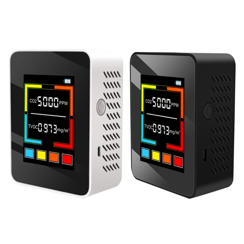 

LXAC Rechargeable CO2 Meter Digital Air Quality Monitor Carbon Dioxide TVOC Detector