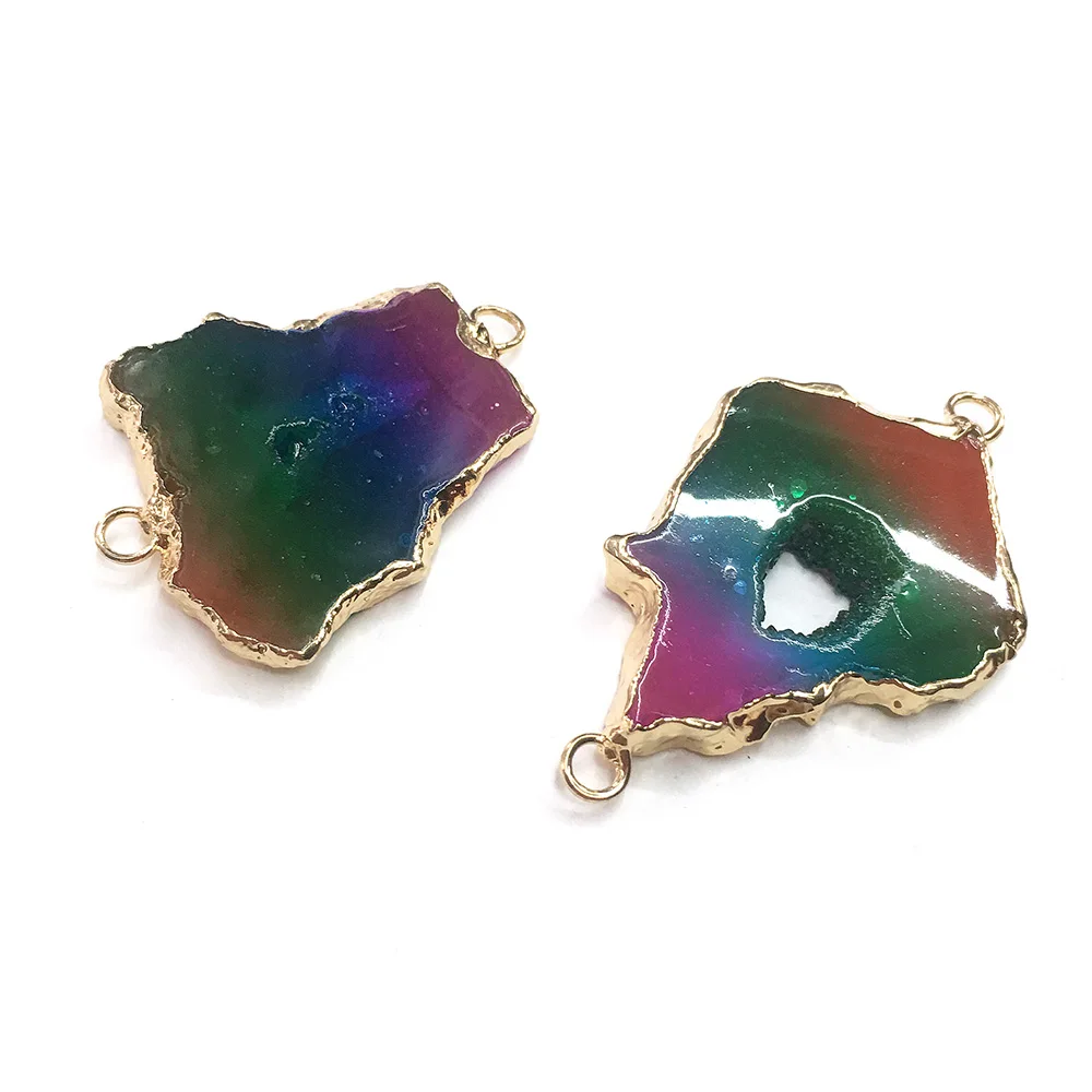 

Natural Semi-precious Stones Irregular Shape Colorful Agate Boutique Connector Making DIY Fashion Charm Necklace Jewelry Gift