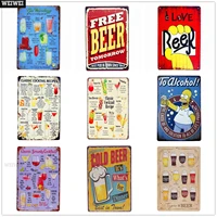 beer poster retro cocktail bar coffee house plate vintage metal plaque tin signs wall decor home wall decoration weiwei