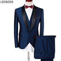 men suit 2020 wedding suits for men shawl collar 3 pieces slim fit burgundy suit mens royal blue tuxedo jacket