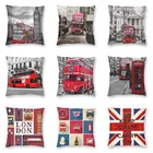 Лондонская телефонная будка с принтом Красного автобуса, квадратная наволочка, домашний декор, британская наволочка для подушки, модная наволочка для дивана, автомобиля