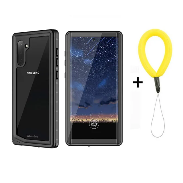 Black B with Strap IP68 Note10+ Водонепроницаемый чехол для samsung Note 10 чехол samsung Galaxy Note 10 Plus водонепроницаемая крышка 360 Защита Note10 5G - Цвет: Black B with Strap