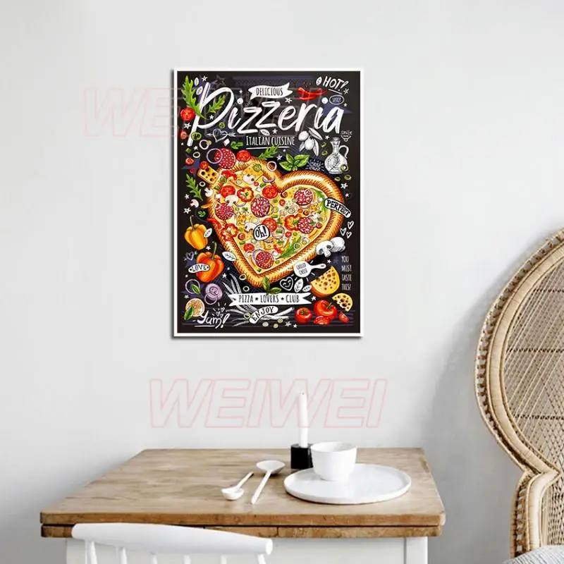 

Food Poster Pizza and Letters Canvas Painting Home Decoration Wall Decoration for Bedroom and Living Room Frameless Style