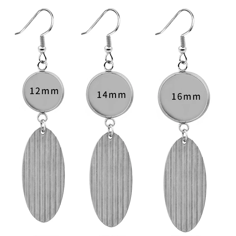 6pcs Stainless Steel 10 12 14 16 18 20 25mm Cabochon Earring Setting Blank Base Cameo Bezels Tray For Jewelry Making Supplies