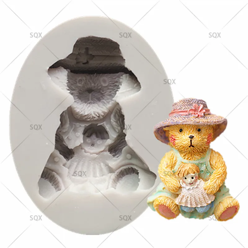 Девушка Медведь Торт помадка форма эпоксидная штукатурка для помадки мягкая
