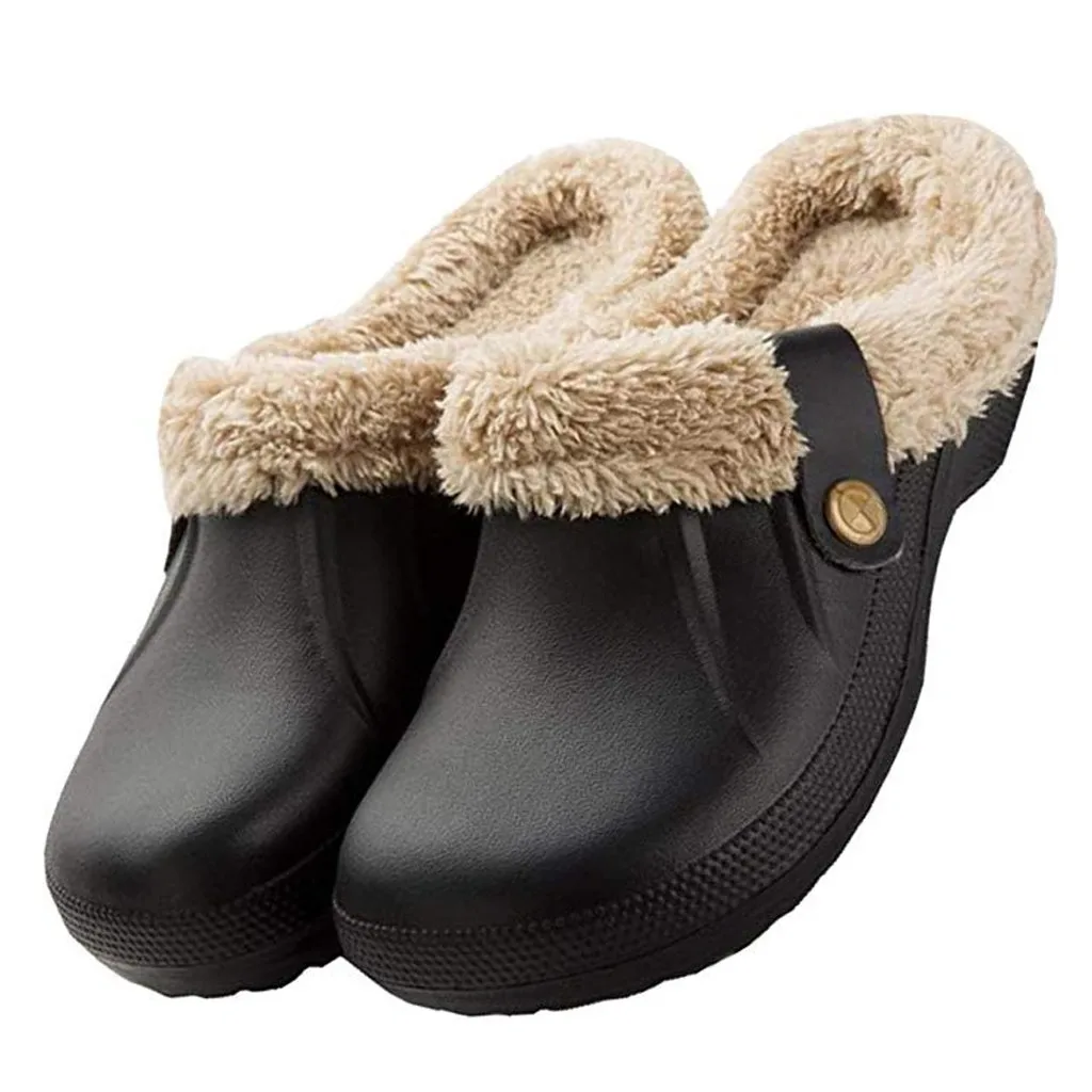 Теплые плюшевые домашние тапочки унисекс Водонепроницаемая Уличная обувь на