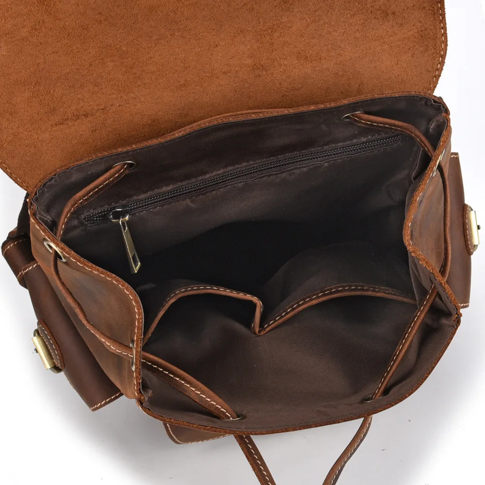 

Vintage European Style Genuine Leather Drawstrings Bag COOL Fashion Natural Crazy Horse Leather Men Backpack