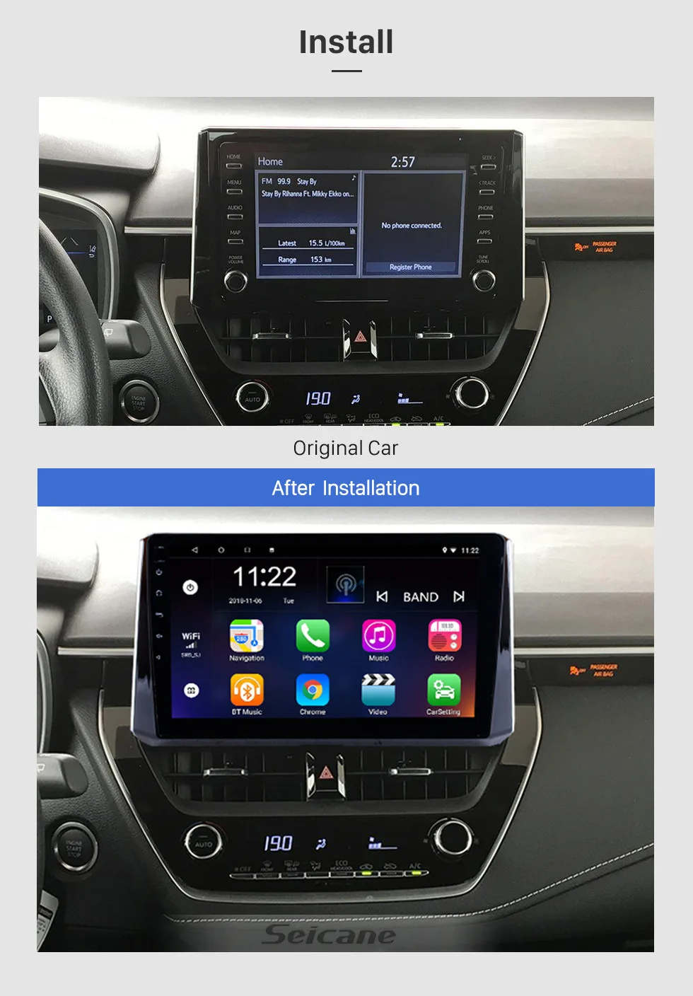 Seicane Автомагнитола Android 9,0 HD 10," gps для Toyota Corolla gps головное устройство мультимедийный плеер Поддержка RDS камера заднего вида