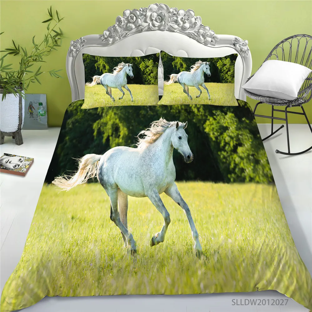 

3D Bedding Set Queen Size Duvet Cover Set Animals Horses Print King Queen Full Double Single Twin Polyester Bedclothes Dropship