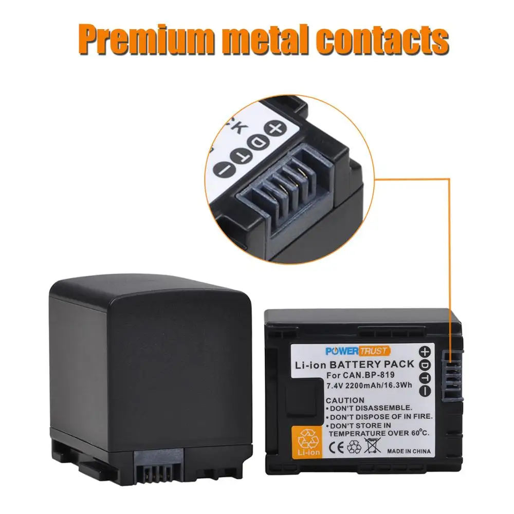 Аккумулятор 2200 мА · ч BP-819 BP 819 + двойное зарядное устройство USB для Canon VIXIA HF10 HF11 HF20