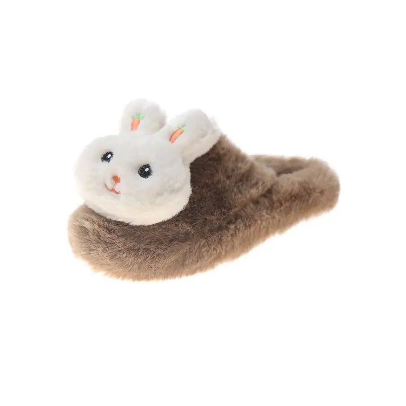 

Симпатичные домашние тапочки из хлопка с мультяшным принтом и головой кролика, женские тапочки на осень/зиму, новинка 2020, удобные на плоской...