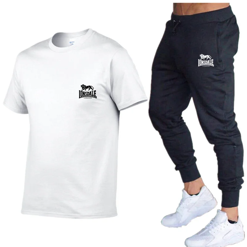 

LONSDALE Printed Men's Men's Casual Summer Tracksuit Sets Mens Two Piece Set T Shirt Brand Track Clothing Sweatshirt Sports Suit