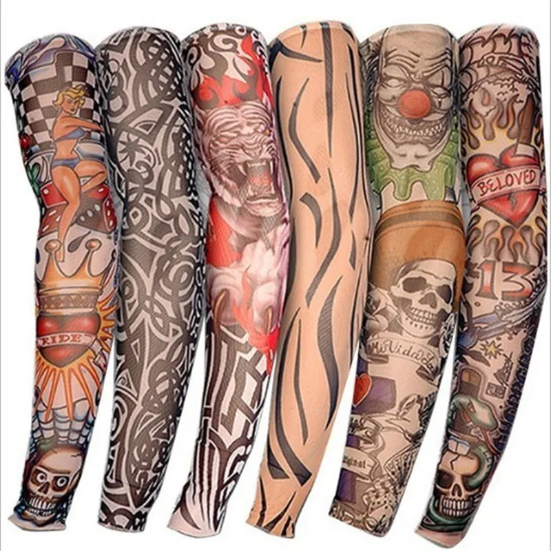 Новинка модные рукава с татуировкой теплые Рукава унисекс УФ-защитой уличные