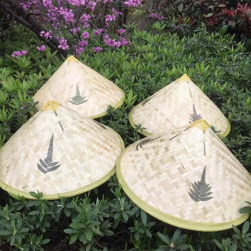 Плетеная шляпа в китайском стиле бамбуковое волокно от солнца дождя