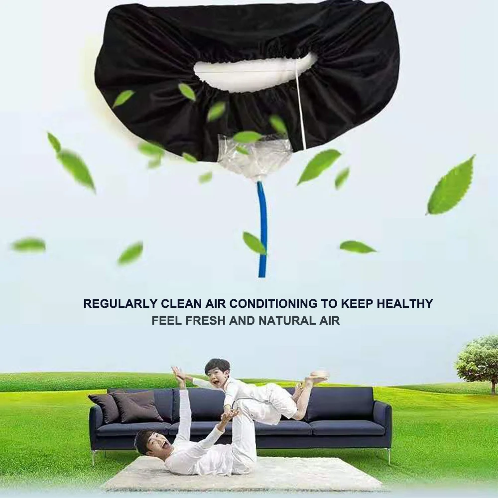 

Black Air Conditioner Cleaning Bag Dust Washing Cover Hanging Waterproof Protector Bag Household Cleaning Dust Cover For 1.5P 3P