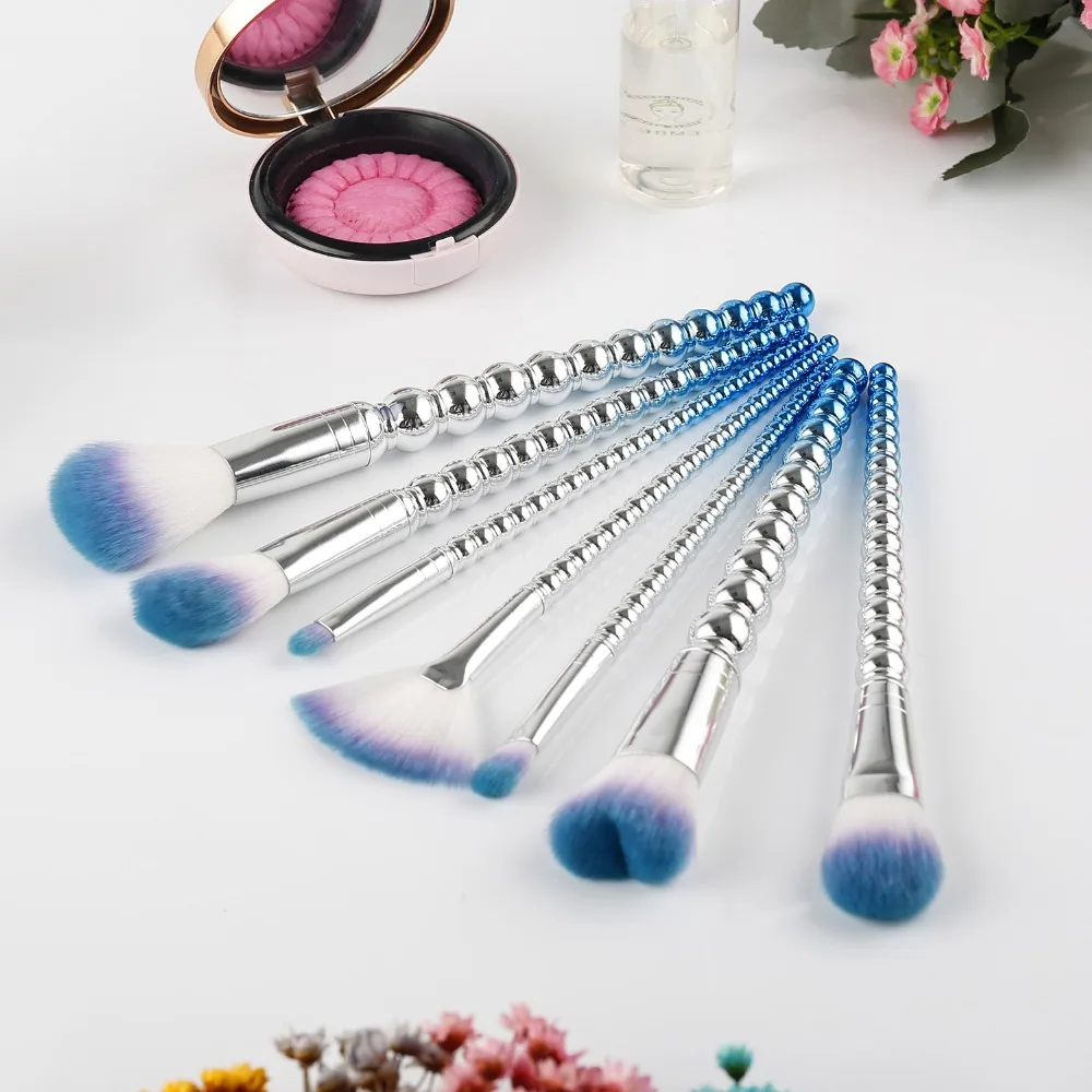 7 шт./компл. три цвета мягкие волосы пластиковая ручка красота макияж кисти