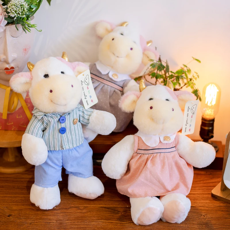 

Lovely Soft 30/40CM Couple Cattle Dolls Children Girlfriend Plushie Toys Home Car Decor Kawaii Brinquedo Valentine's Day Gifts