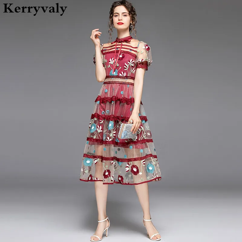 Женское винтажное платье с пышными рукавами вечерние нее средней длины со