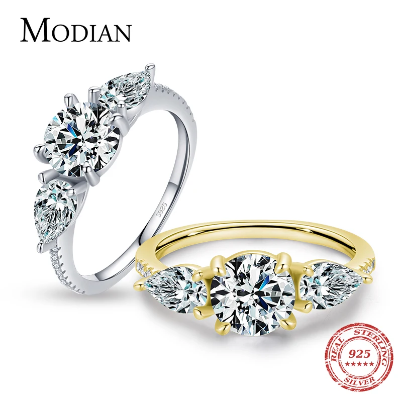

MODIAN Authentic 925 Sterling Silver Ten Hearts Zircon Finger Ring Classic Wedding Jewelry For Women Valentine's Day Fine Gifts