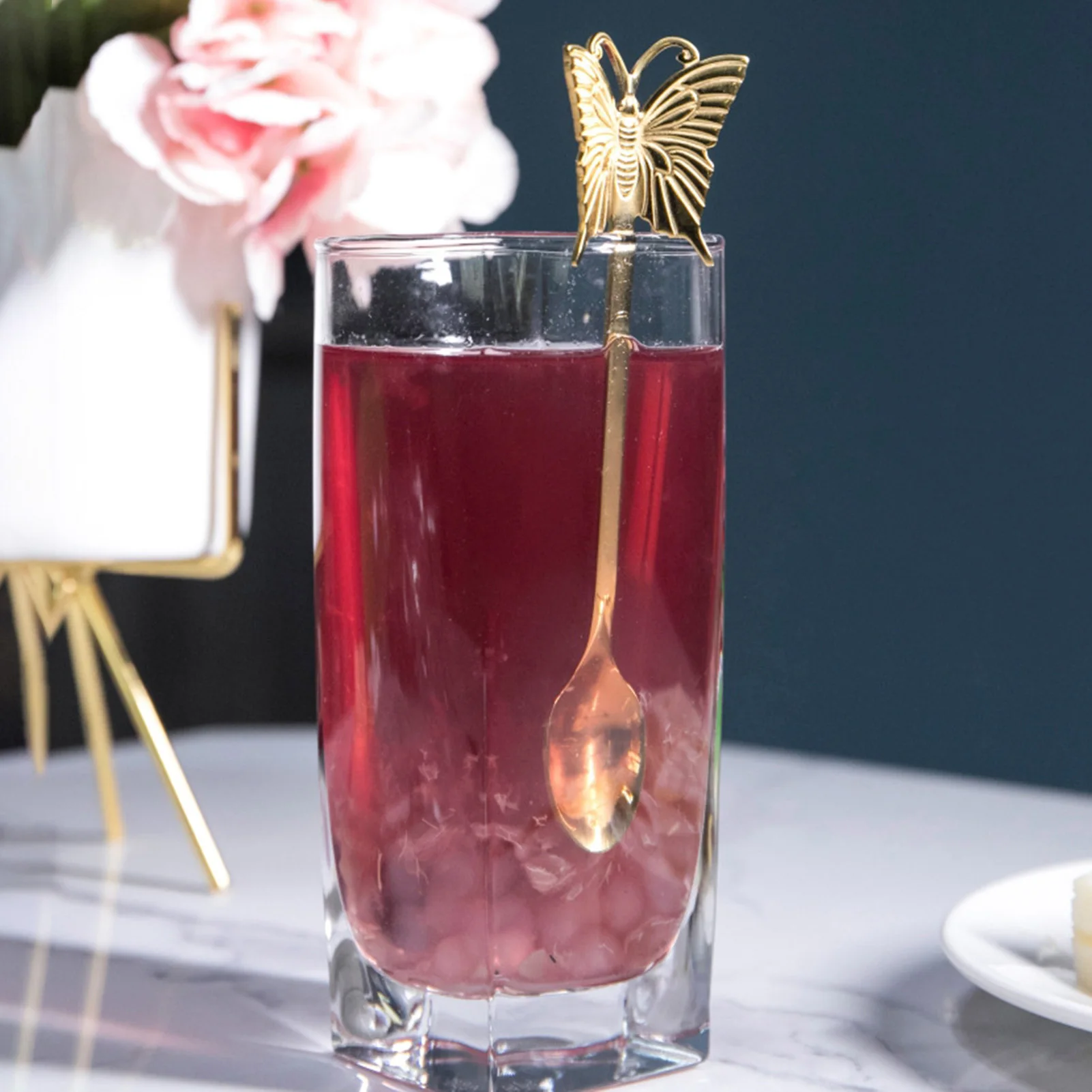 Радужная цветная ложка с бабочкой из нержавеющей стали вилка для кофейного чая