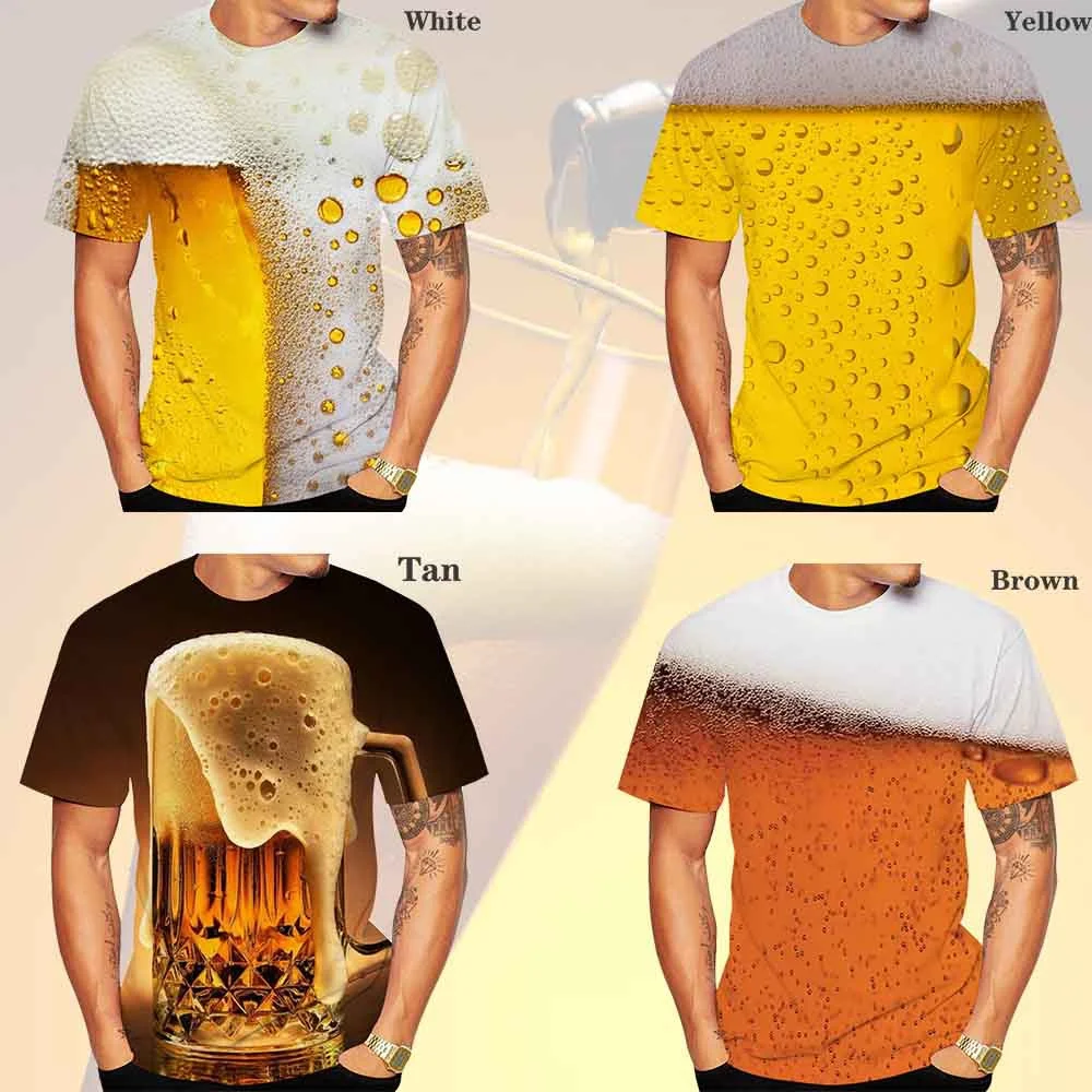 

New High Quality Printing Beer 3D Men T-Shirt Fashion Summer Short Sleeves Casual Funny Tops