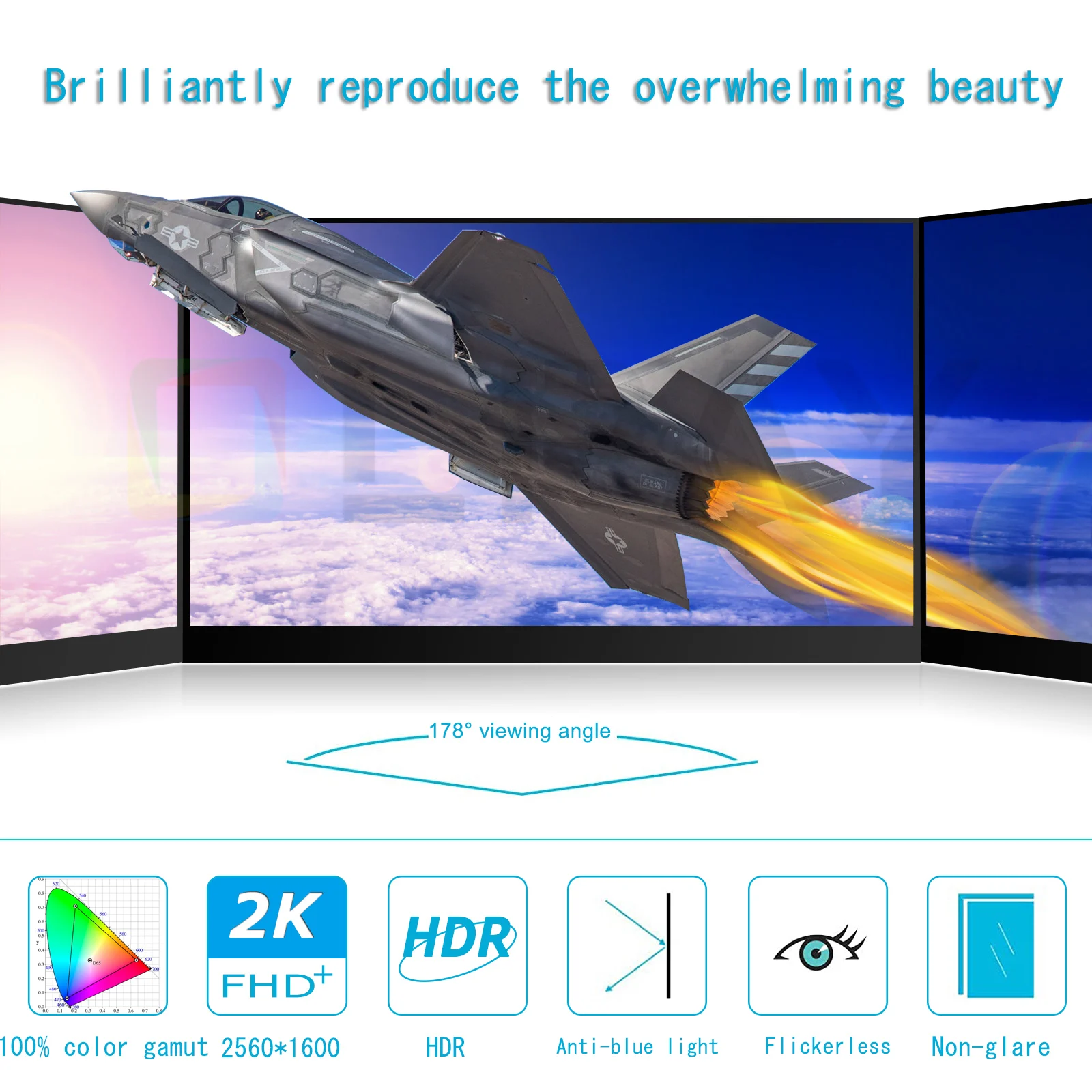 17 3inch 2k portable monitor 2560x1440 100 srgb ips screen laptop monitor usb c hdmi gaming computer display for pc mac phone free global shipping