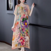 zuoman summer boho floral mulberry silk beach midi dress elegant bodycon party vestidos 2021 women casual print 4xl plus size su