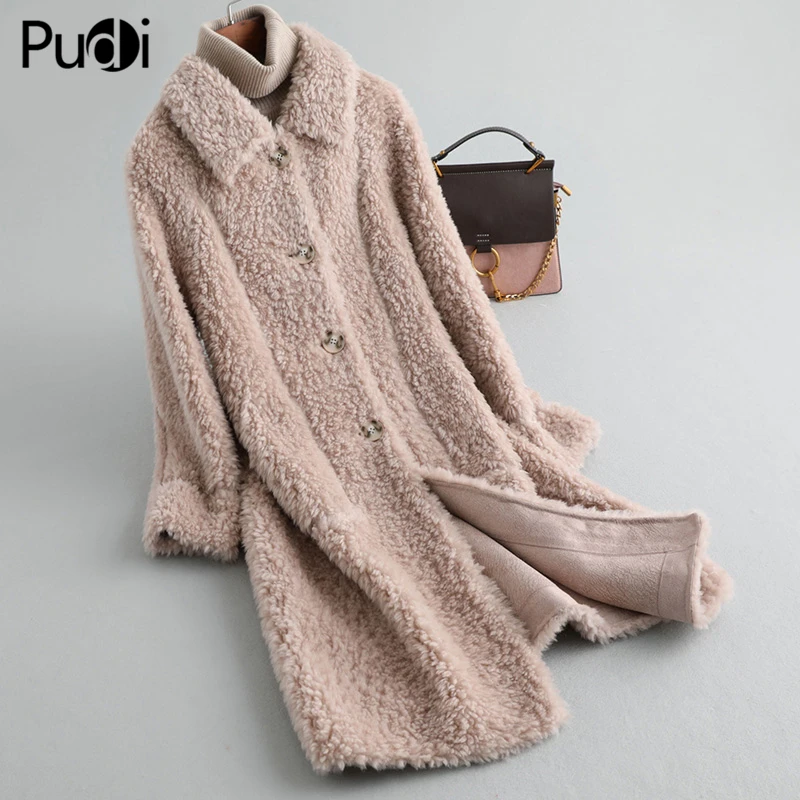 

PUDI A19060 Lady Real Wool Fur Coat Jacket Classic Warm Over Size Parka Women Winter Warm Genuine Fur Coats Trench