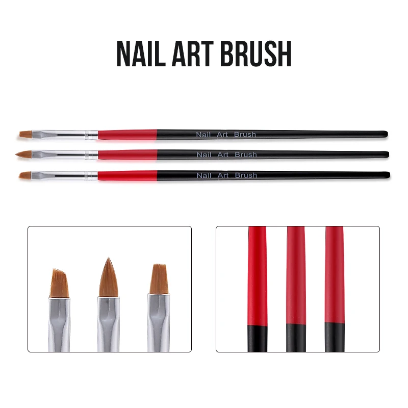 Modelones 3Pcs/Set Nail Art Painting Flower Brush Tools Black Color Plastic Handle Drawing Pen Kit Professional Varnish | Красота и