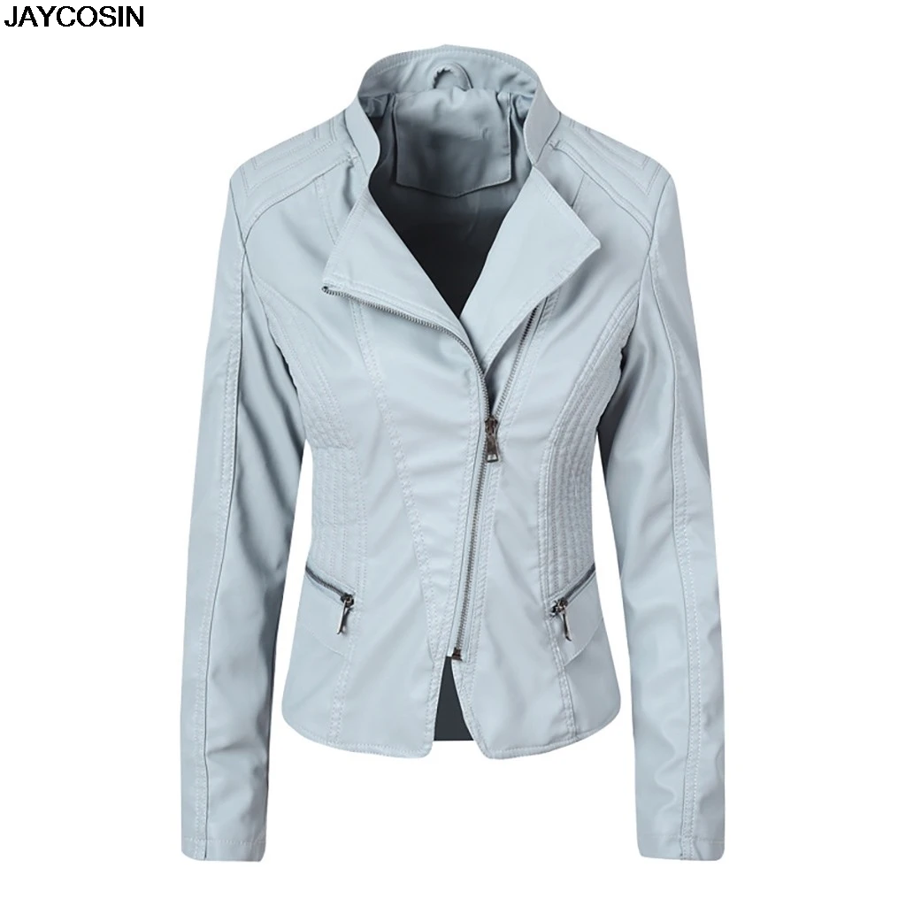 JAYCOSIN 2019 кожаная куртка женская модная облегающая короткая мотоциклетная из