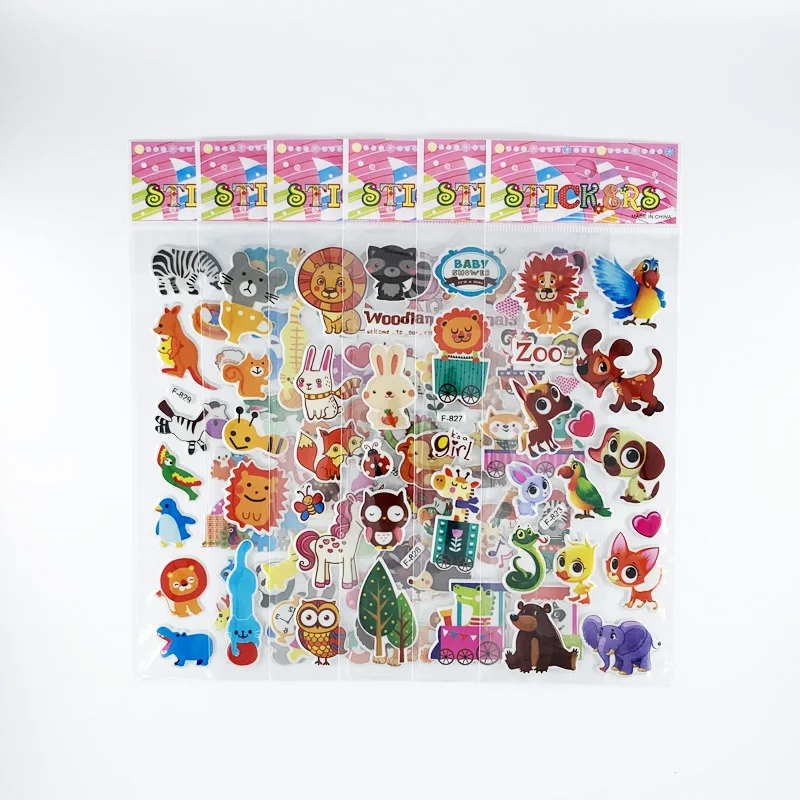Paquete de pegatinas de animales del zoo para ni&ntilde;os, confecci&oacute;n de &aacute;lbumes de recortes con animales, regalo de cumplea&ntilde;os, 12 hojas por paquete-2