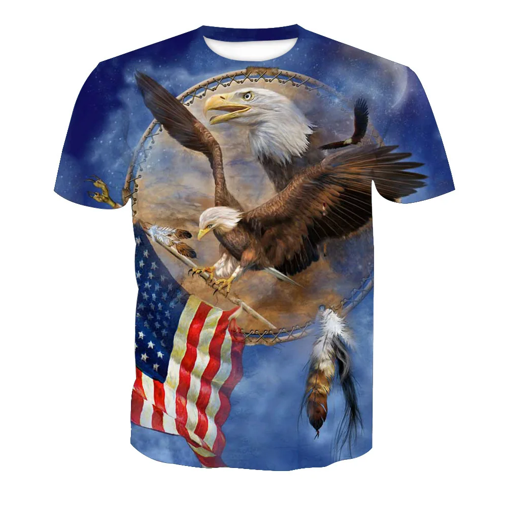 Новый Орел европейский и американский тренд цифровая печать с коротким рукавом