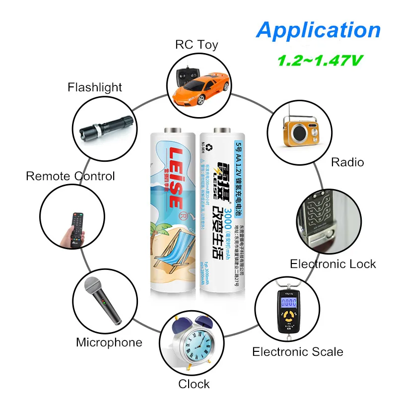 Leise AA 3000mah nimh аккумуляторная батарея оригинал 1 2 V 2a Ni MH четыре сезона