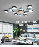 abnt new arrival modern led chandelier with round gray metal lampshades for living room nordic ceiling mounted bedroom lustre