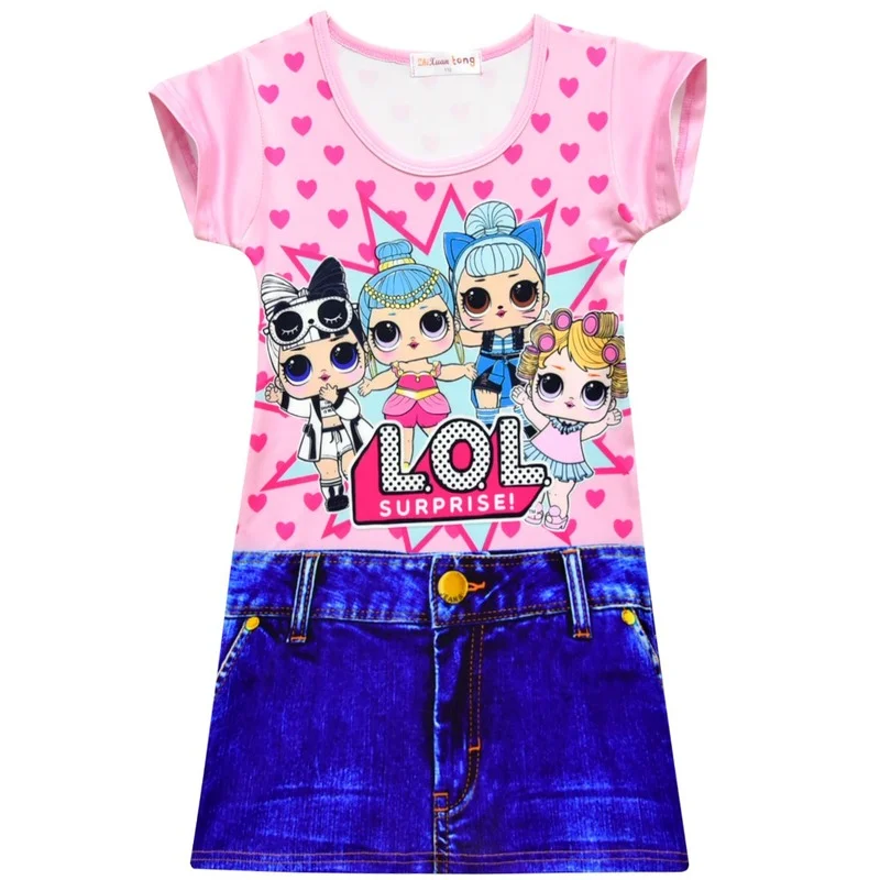 

Lol Surprise Doll New Girl Dress Doll Children Fake Denim Skirt Girl Mid-length Dress Summer Dress Girls Boutique Outfits