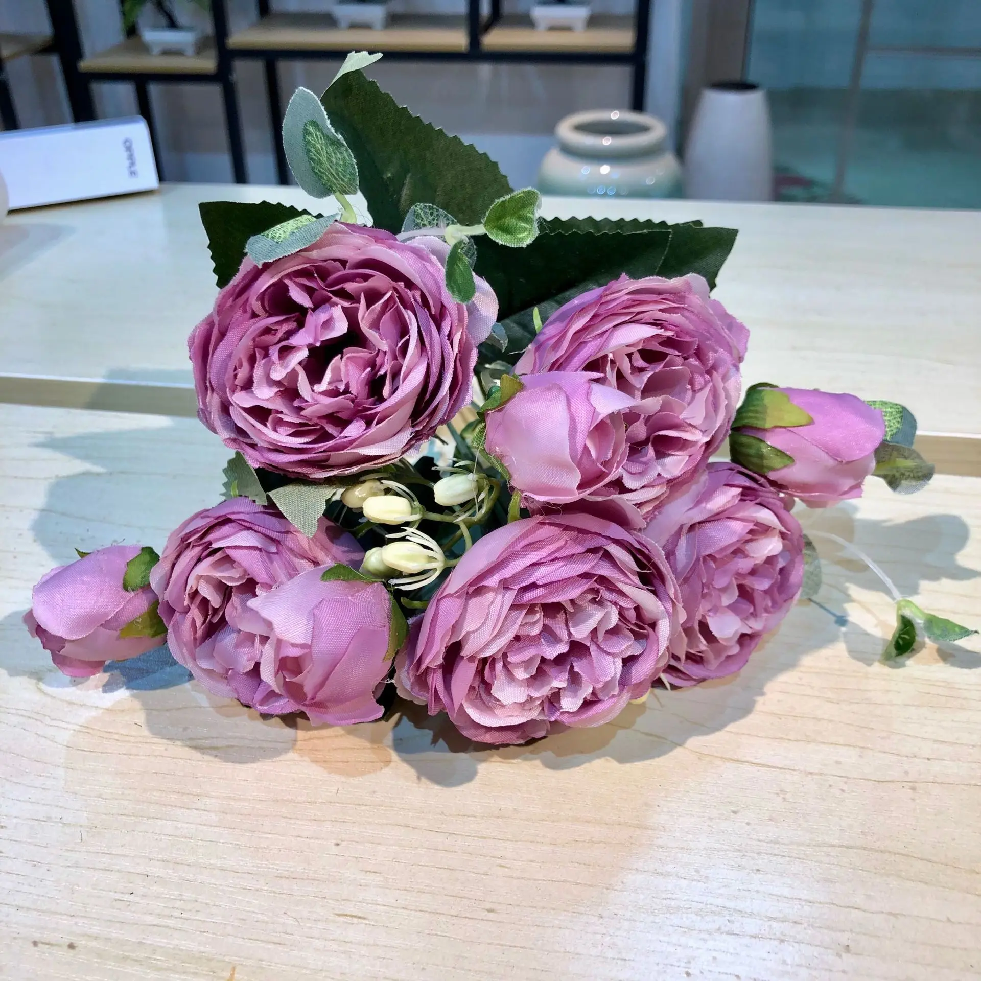 

30Cm Rose Roze Zijde Pioen Kunstbloemen Boeket 5 Groot Hoofd En 4 Bud Goedkope Nep Bloemen Voor Thuis bruiloft Decoratie Indoor