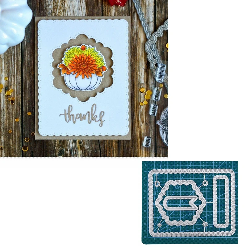 Кружевная рамка высечки для изготовления открыток Шестигранная прямоугольная