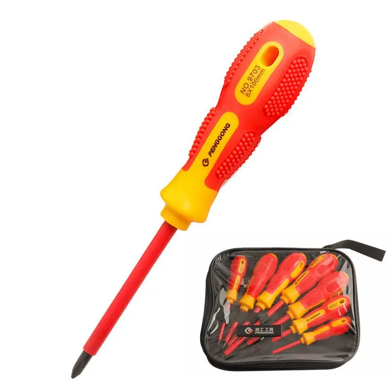 

GTBL PENGGONG 7Pcs Insulated Screwdriver Set 1000V Phillips/Slotted Electrician Set Screwdriver Bits Voltage Magnetic CR-V Hand