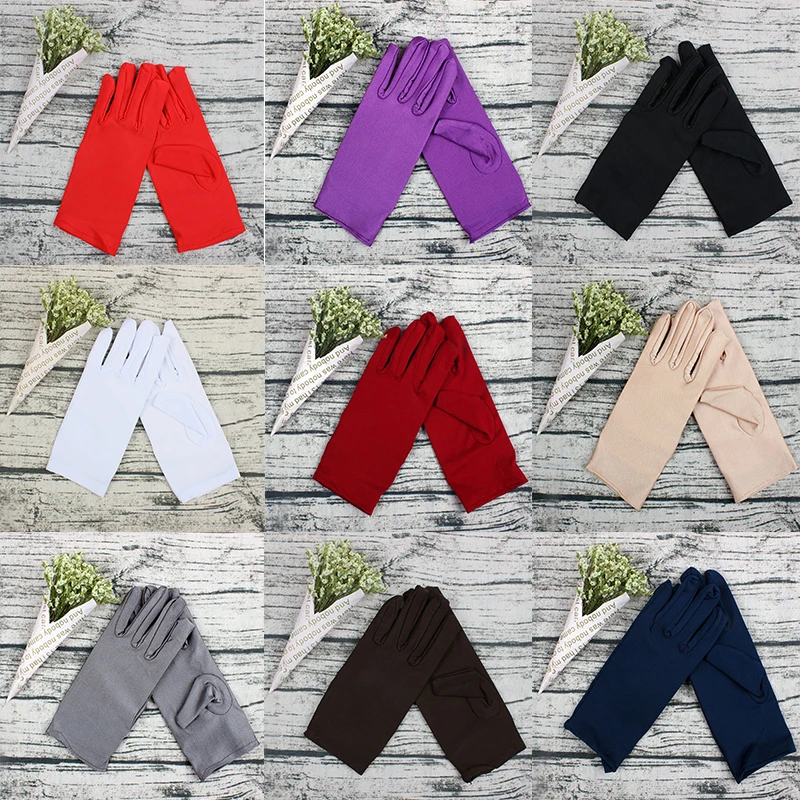 

1 Pair Sunscreen Gloves Women Etiquette Thin Short Gloves High Elasticity Driving Gloves Tight White Jewelry Mittens Unisex