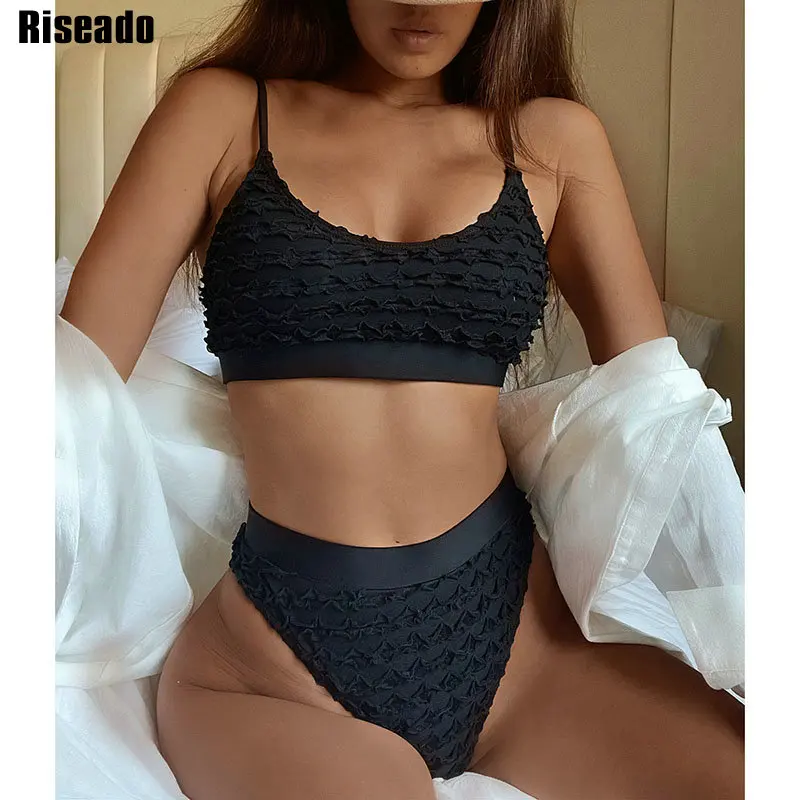 

Riseado, высокая талия, женский бикини, пуш-ап, купальник, сексуальный, с высоким вырезом, купальник, 2021, черный, бикини, женский купальник, пляжна...