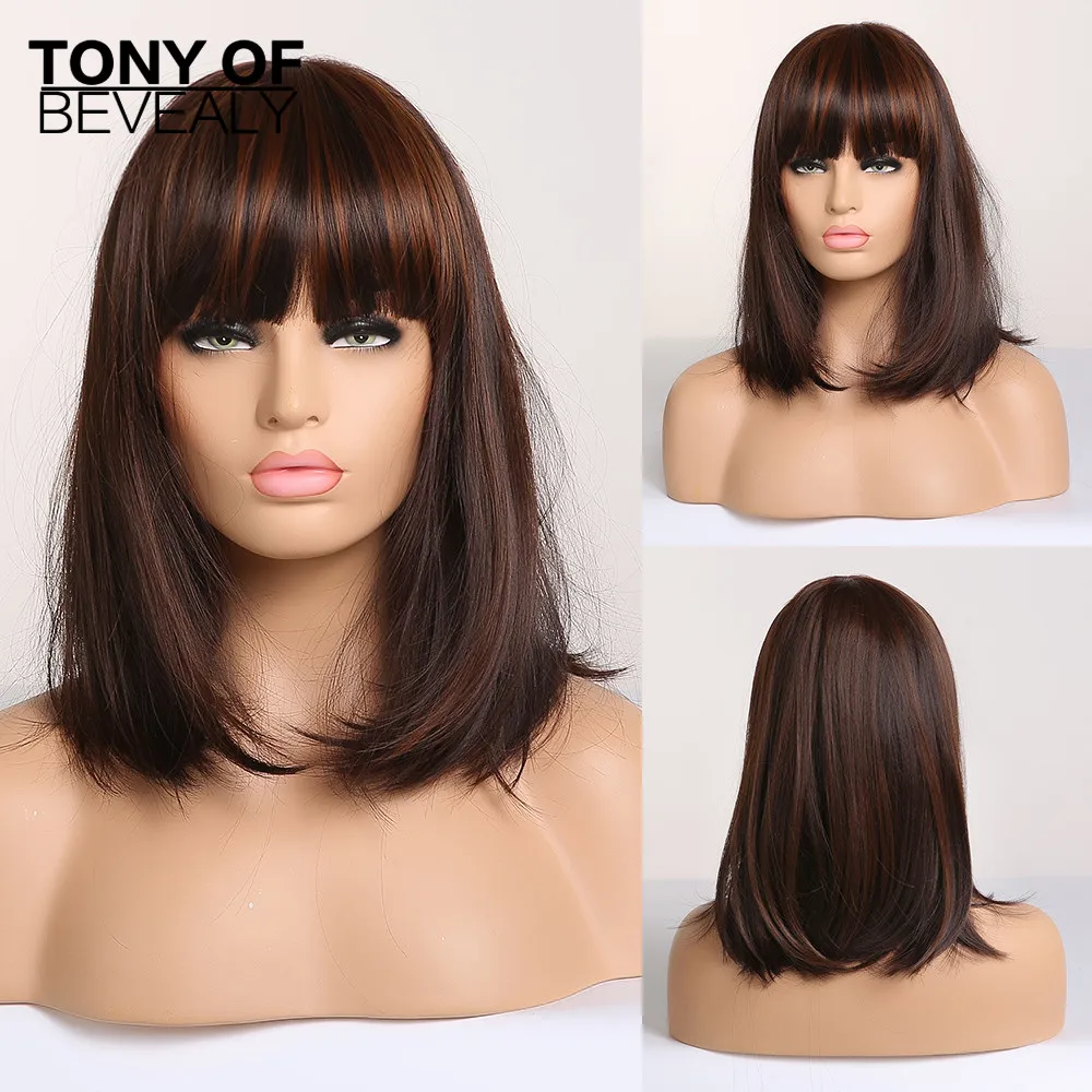 Короткие Голубые волнистые синтетические парики с челкой для женщин Косплей