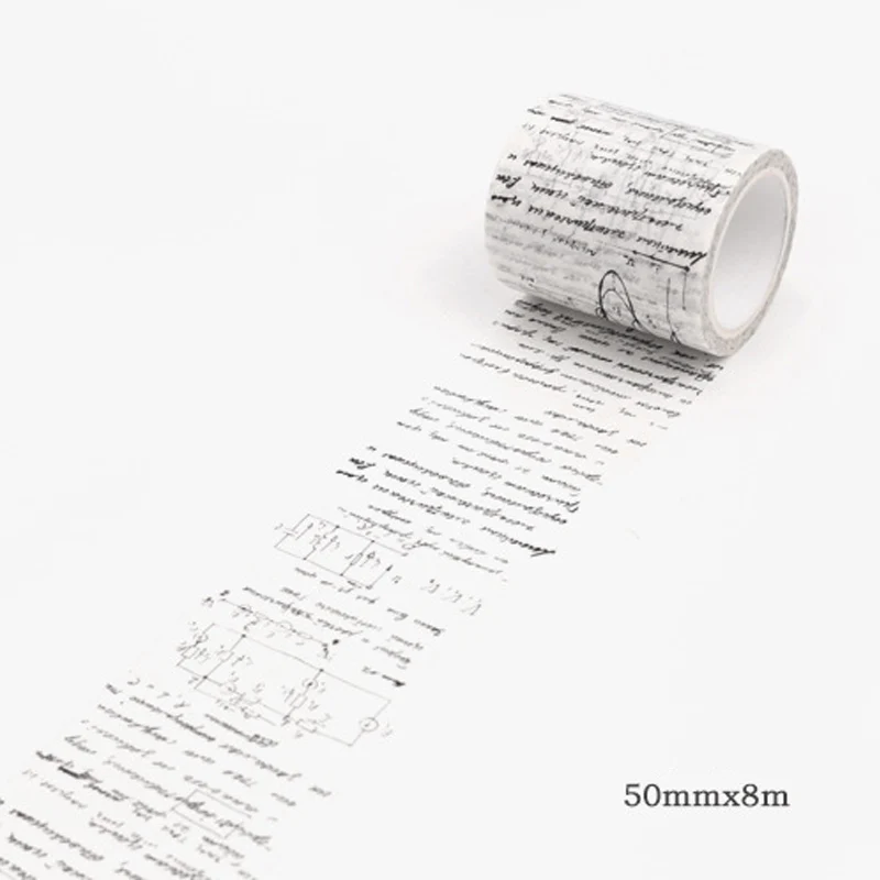 formula 50mm Старинная буква старый бумага для билетов васи лента клейкая лента DIY Скрапбукинг журнал для записей Стикеры этикетки клейкая лента-1 шт. 15/20/50 мм - Цвет: formula 50mm
