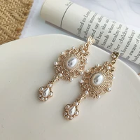 vintage palace baroque pearl earrings temperament earrings classical elegant pierced earrings silver needle earrings 264
