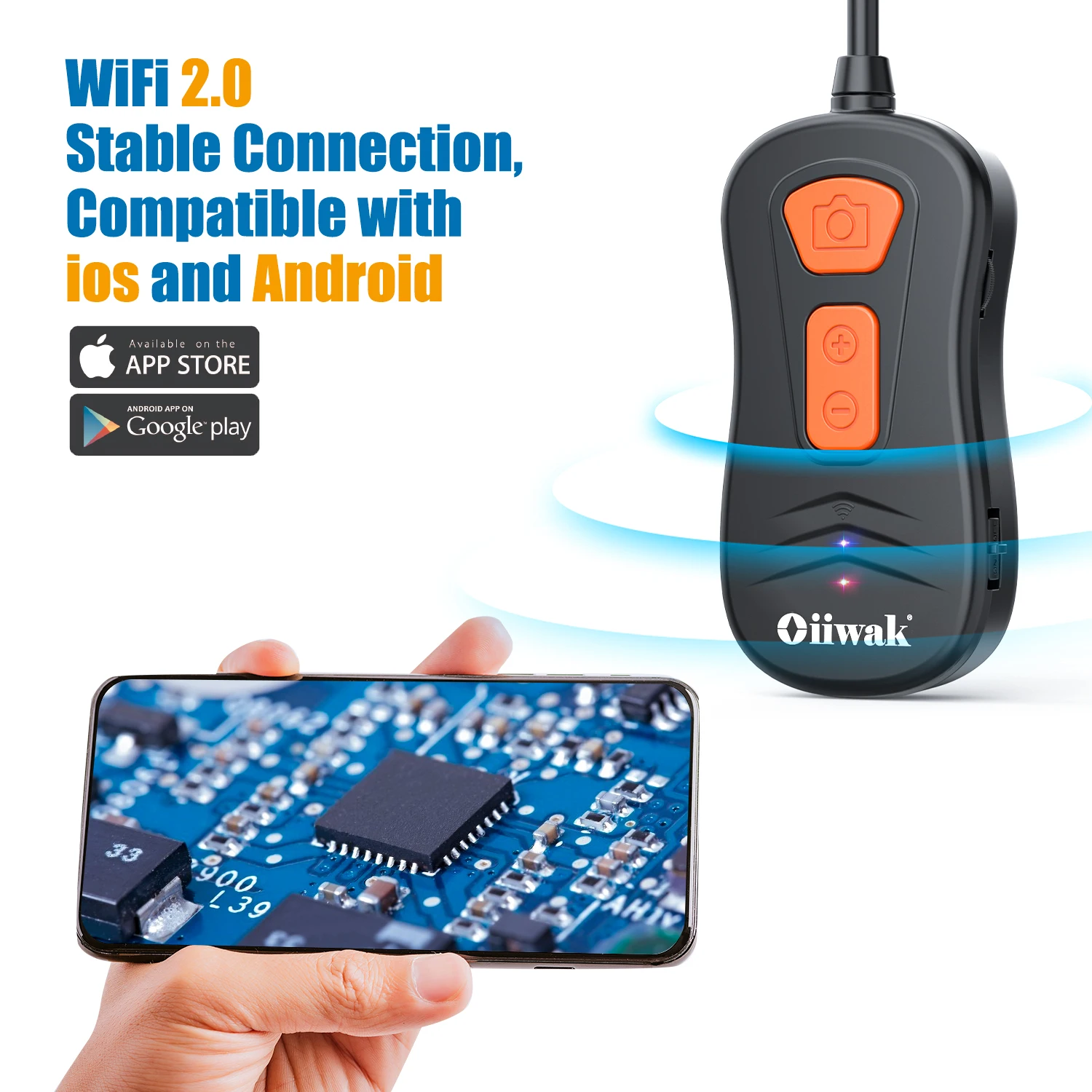 Беспроводной Эндоскоп Oiiwak 8 мм двойной объектив HD IP67 3-кратный зум |
