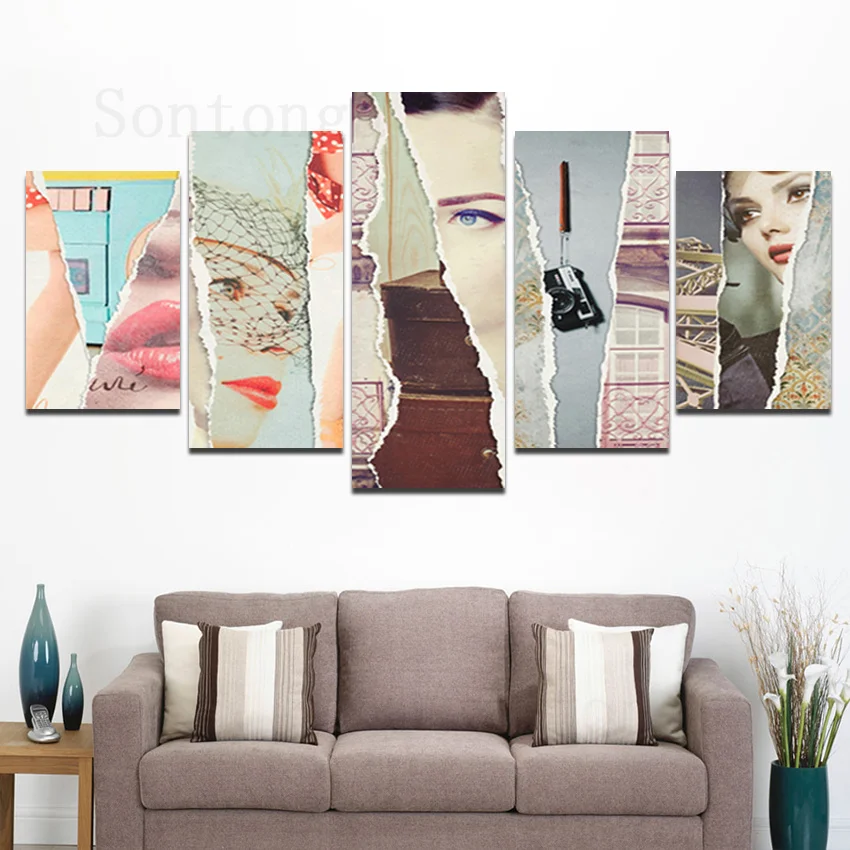 

Face Beauty Art Creative Canvas Painting Wall Sticker Art Poster Light Luxury Decorative Painting Simple Style Modern Living