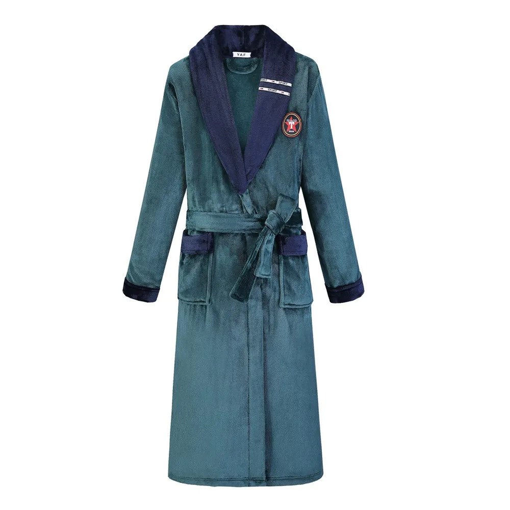 Autumn Winter Thicken Robe Men Kimono Bathrobe Gown Nightgown Warm Flannel Male Nightwear Intimate Lingerie Plus Size Homewear