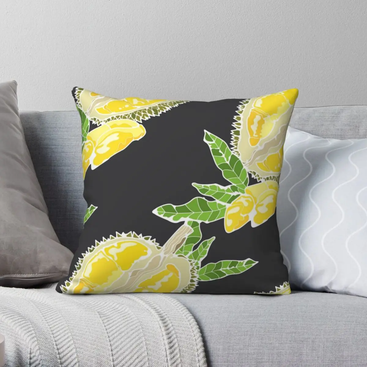 

Наволочка Durian Batik черная квадратная из полиэстера и льна