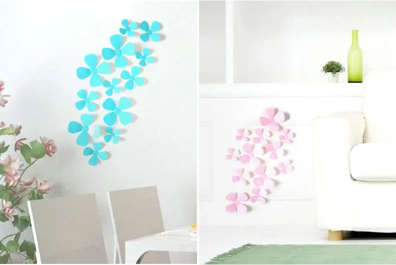 12 шт./лот ПВХ Цветочные наклейки 3D на стену домашний декор постер для детской